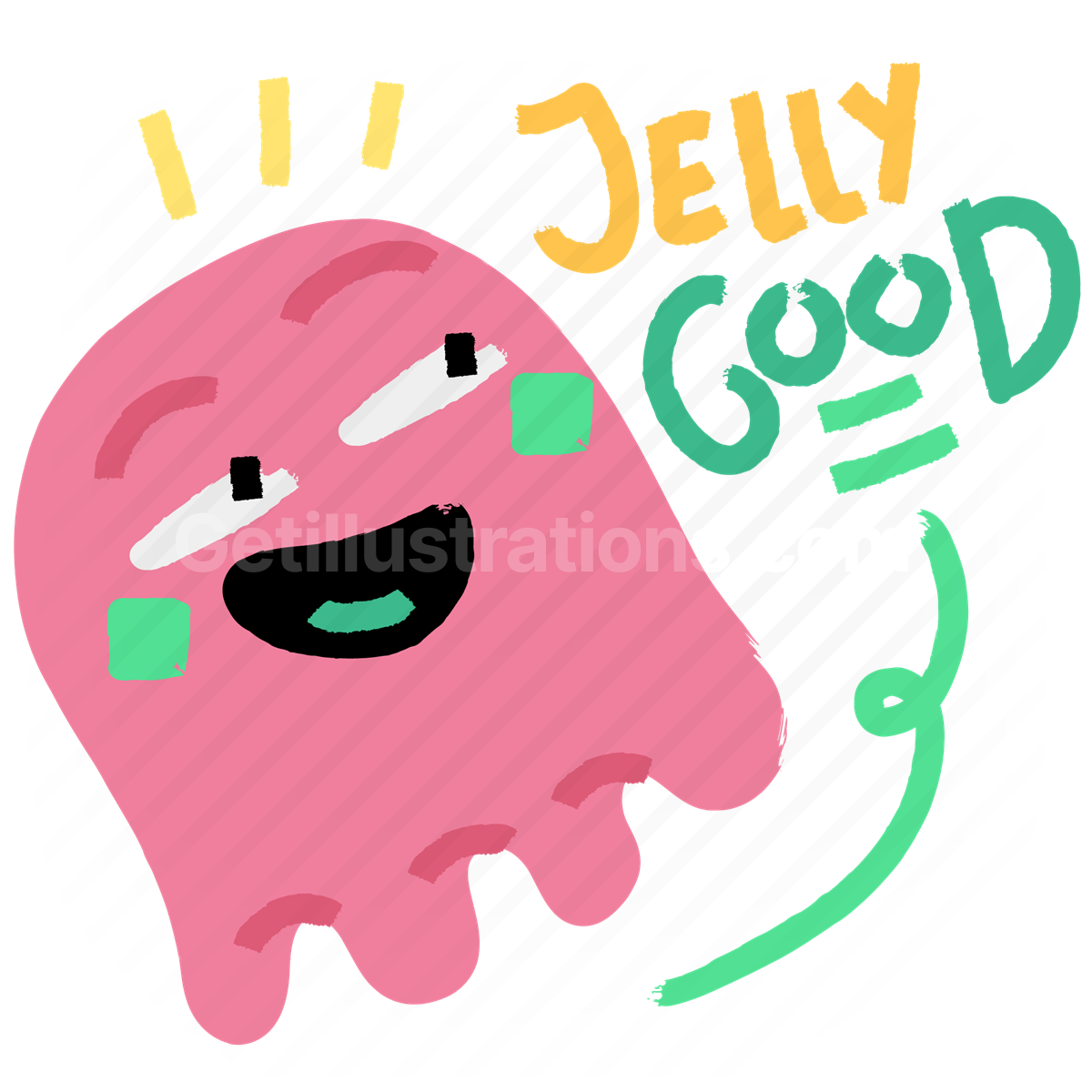 jellyfish, wildlife, jelly good, sticker, character, animal